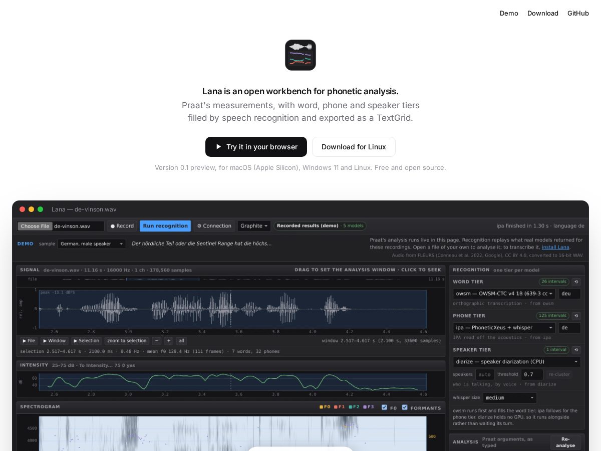 Landing-page snapshot of openlana.app