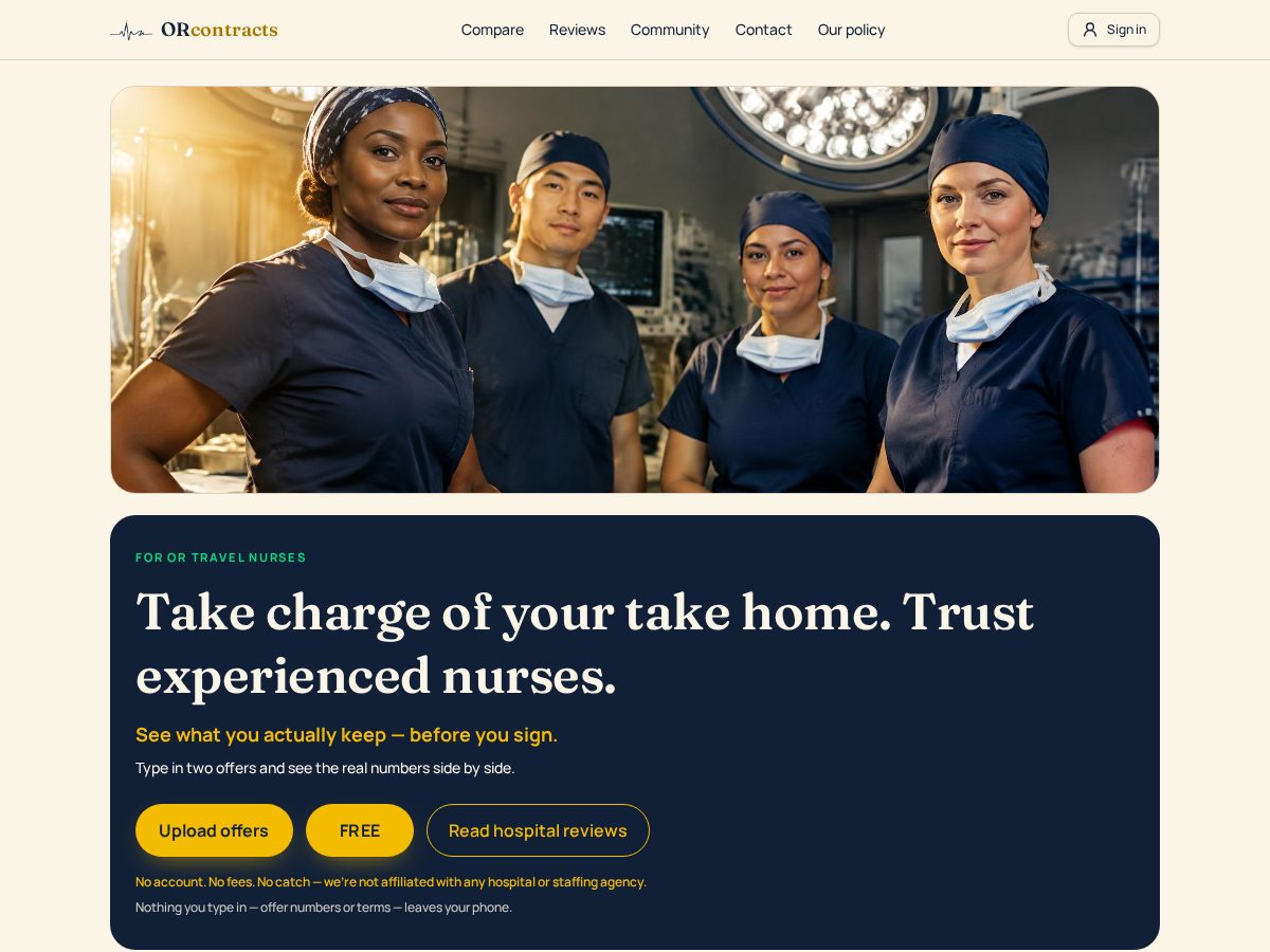 Landing-page snapshot of orcontracts.com