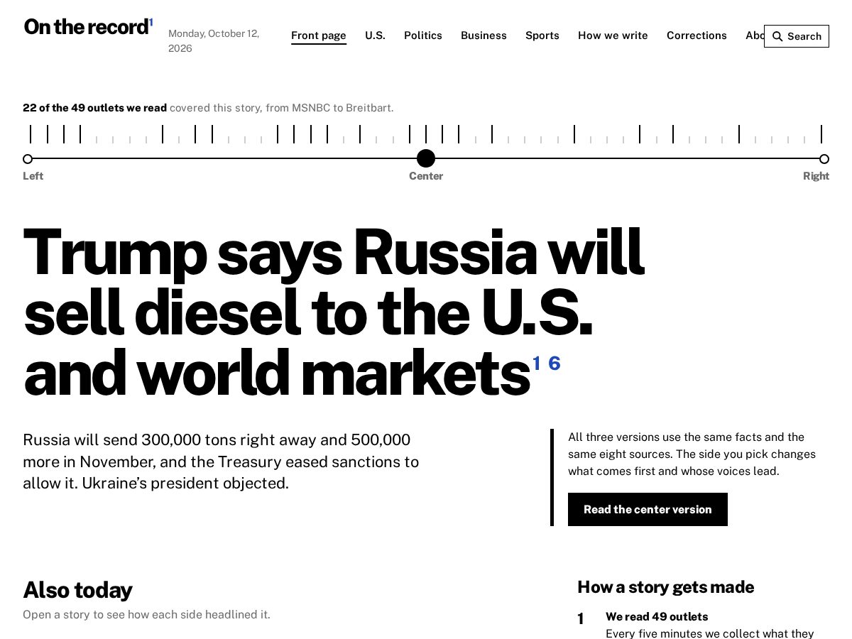 Landing-page snapshot of otrecord.news