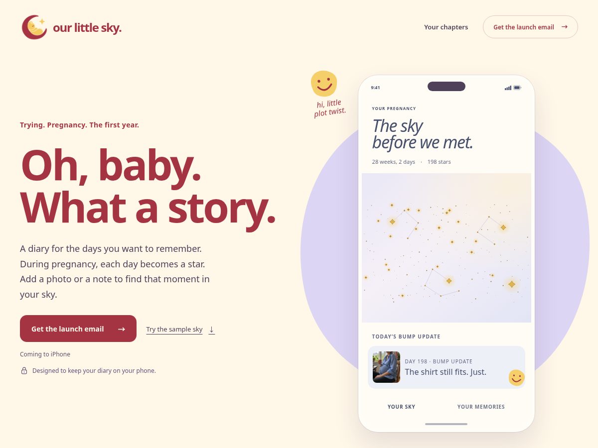 Landing-page snapshot of ourlittlesky.com
