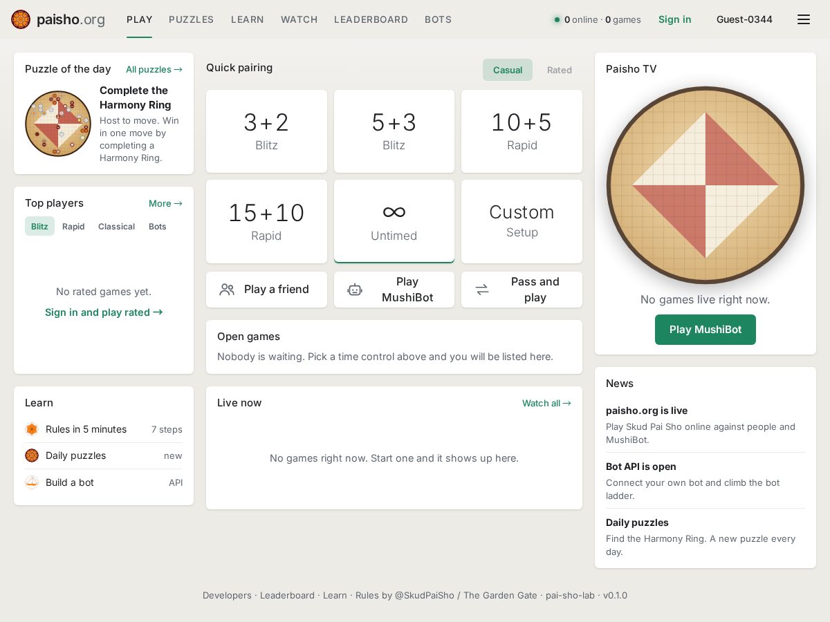 Landing-page snapshot of paisho.org