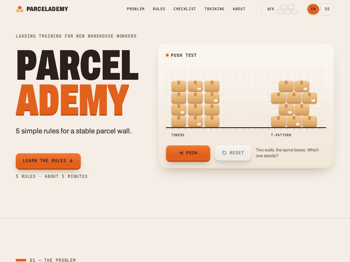 Landing-page snapshot of parcelademy.com