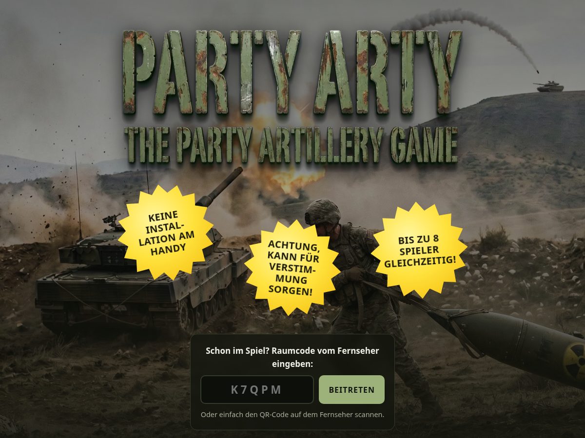 Landing-page snapshot of partyarty.games
