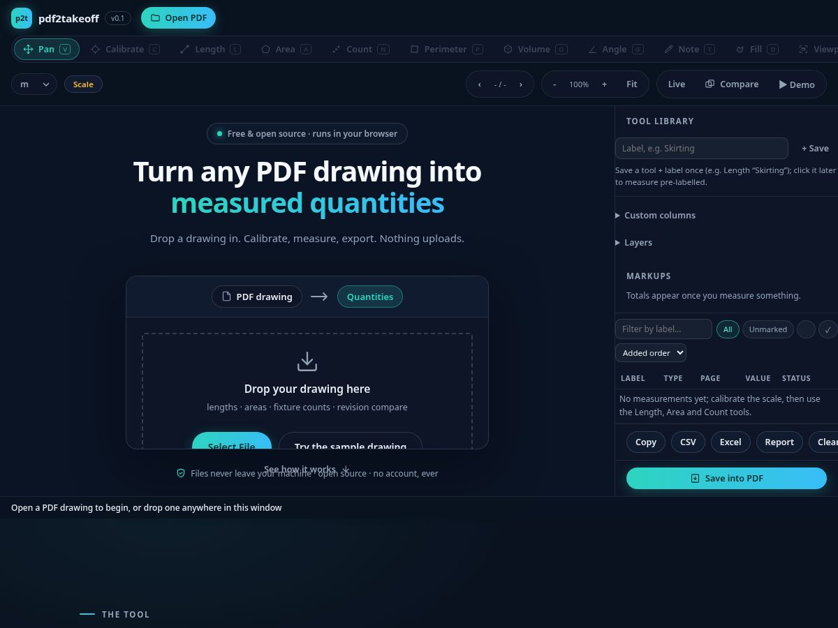 Landing-page snapshot of pdf2takeoff.com