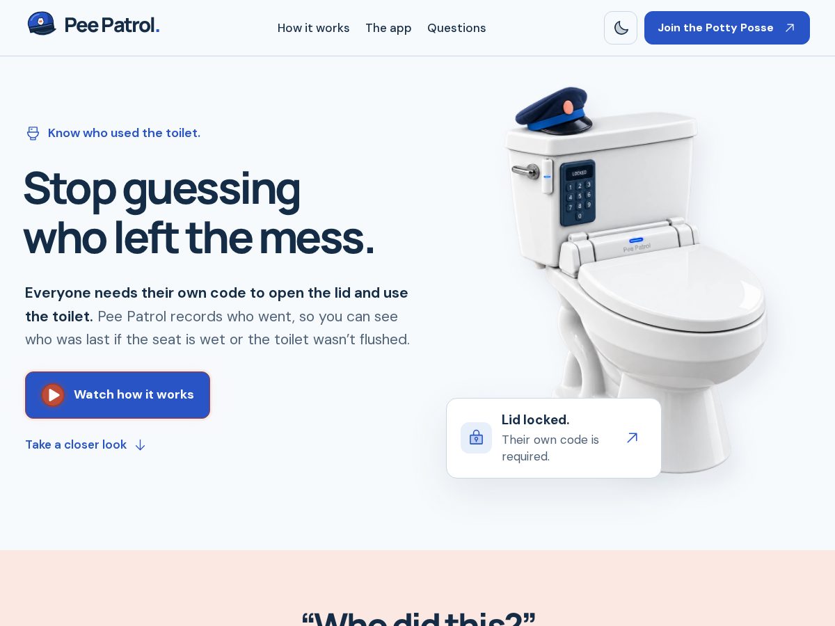Landing-page snapshot of peepatrol.com