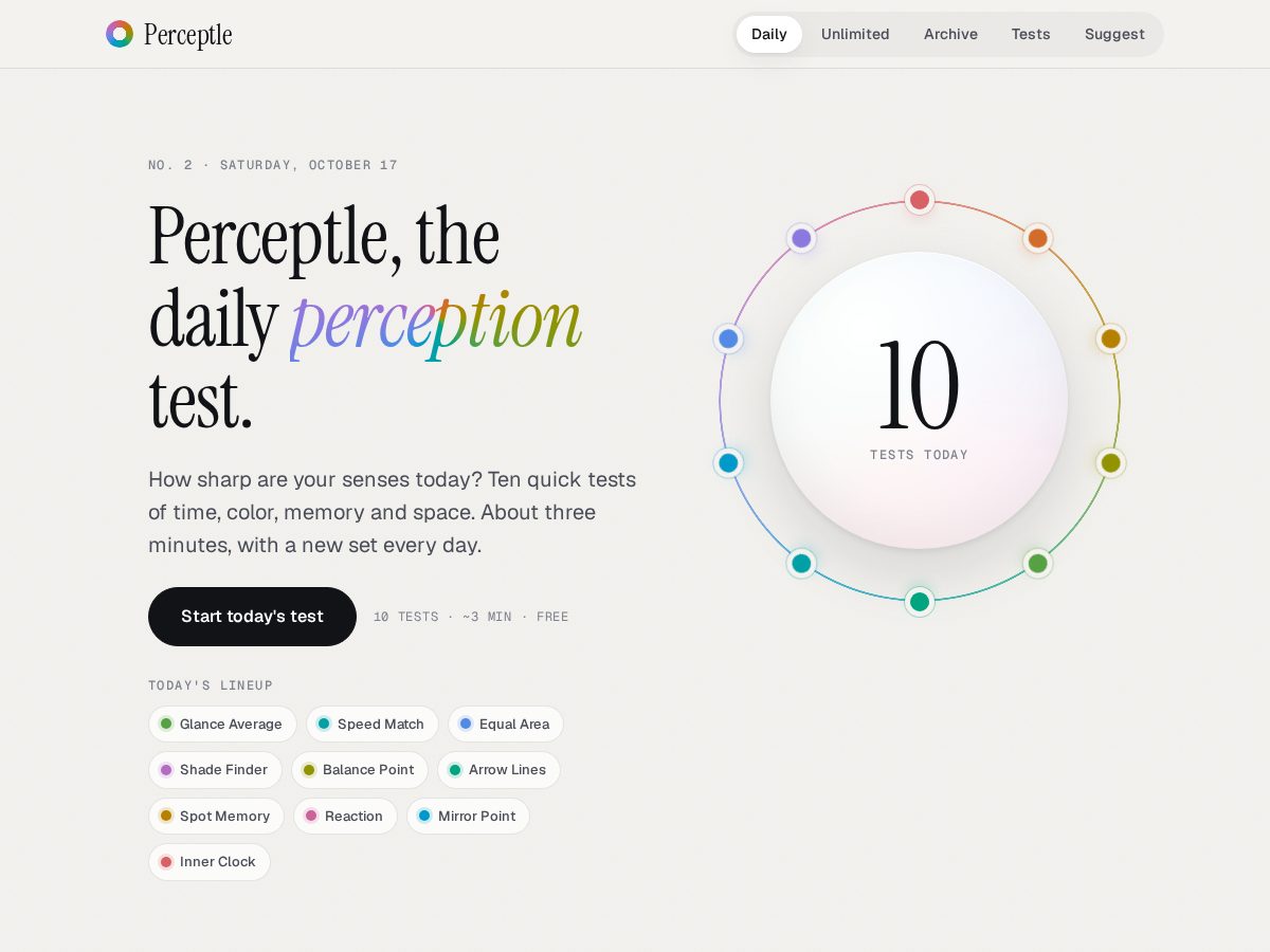 Landing-page snapshot of perceptle.org