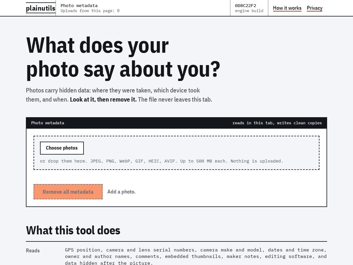 Landing-page snapshot of plainutils.app