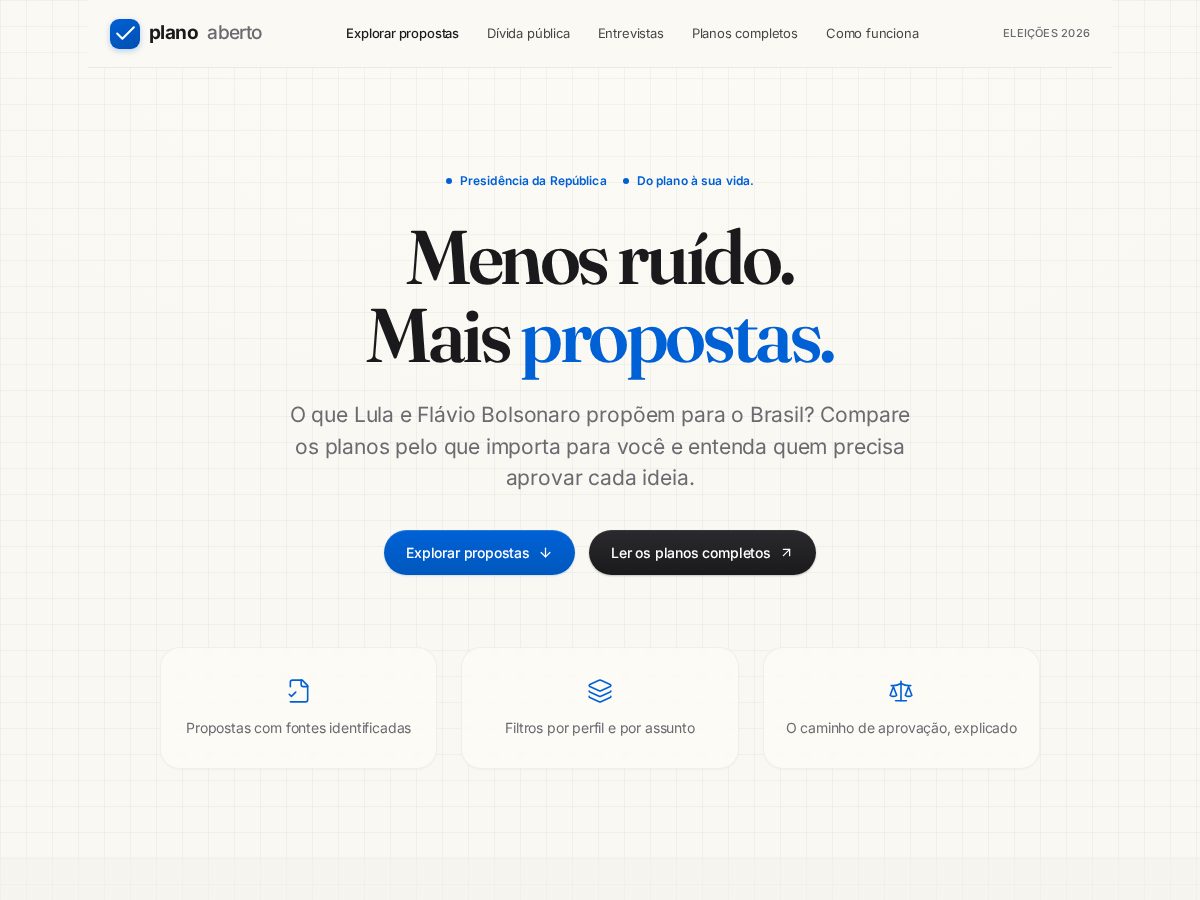 Landing-page snapshot of planoabertobr.com