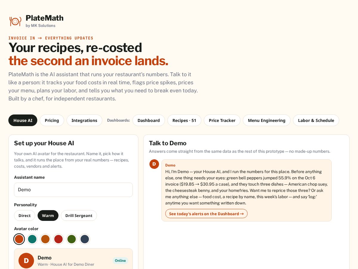 Landing-page snapshot of platemathapp.com
