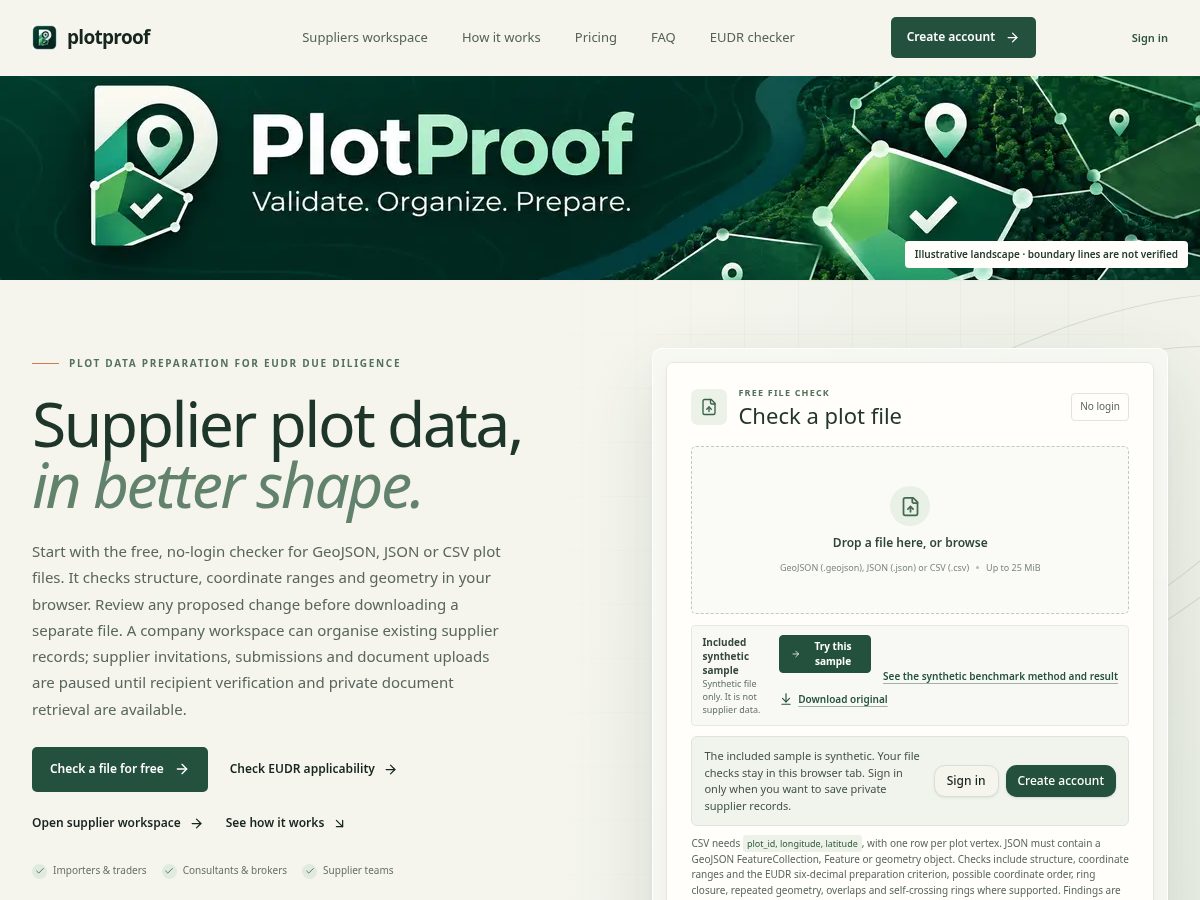 Landing-page snapshot of plotproof.org
