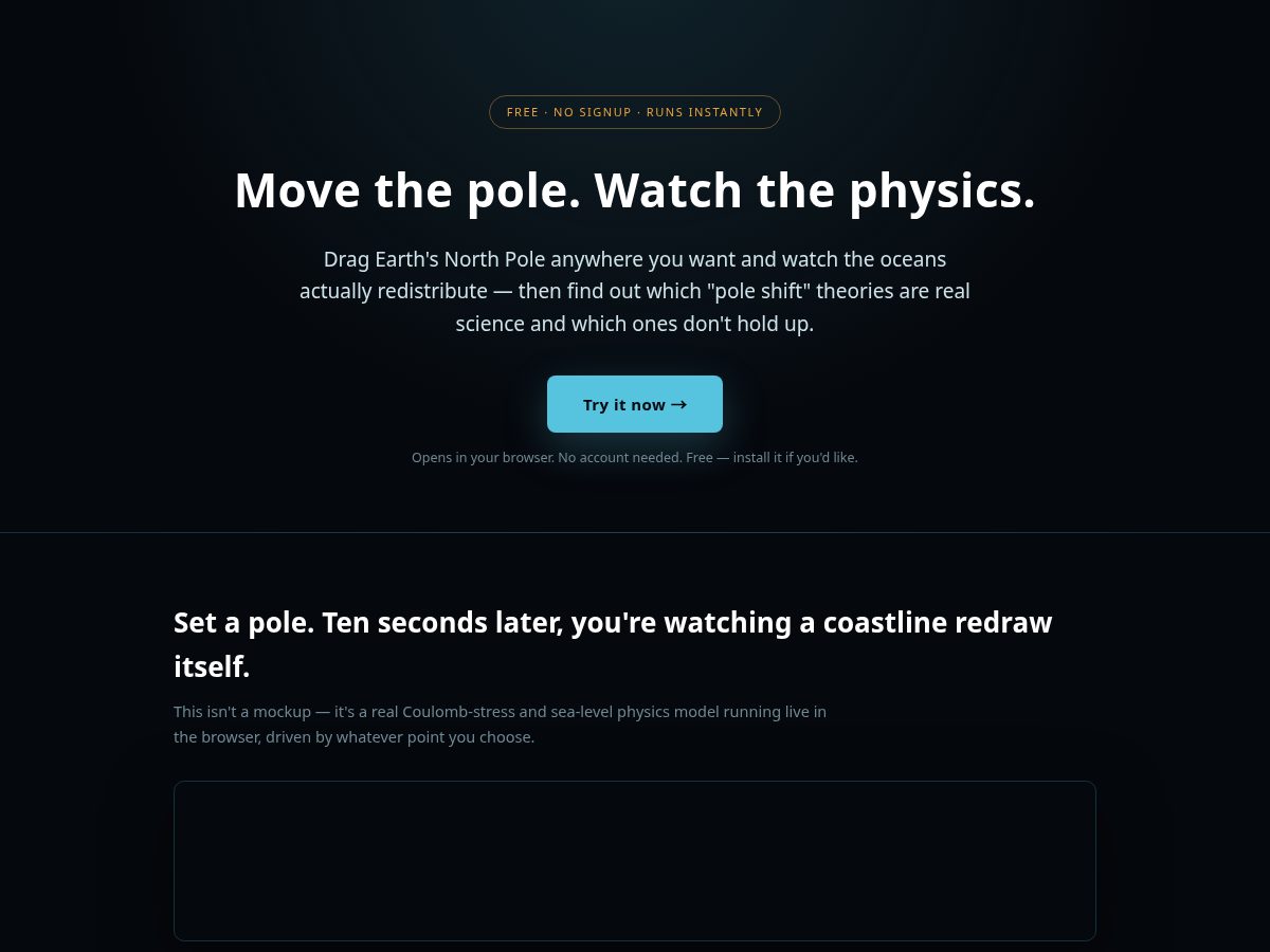Landing-page snapshot of poleshift.info