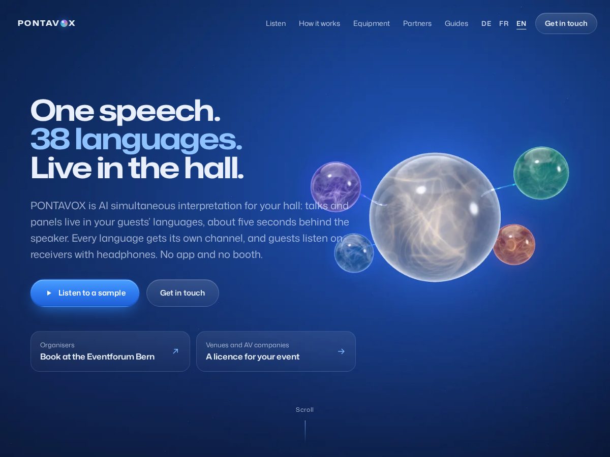 Landing-page snapshot of pontavox.com