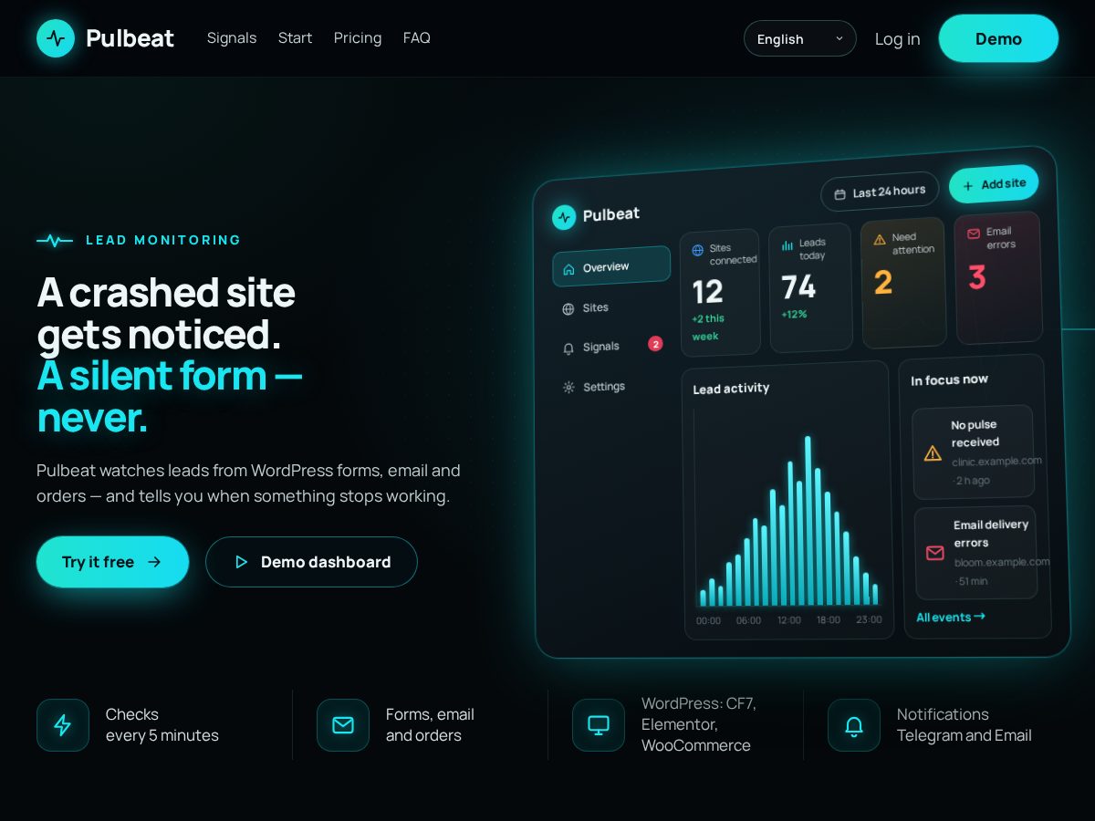 Landing-page snapshot of pulbeat.com