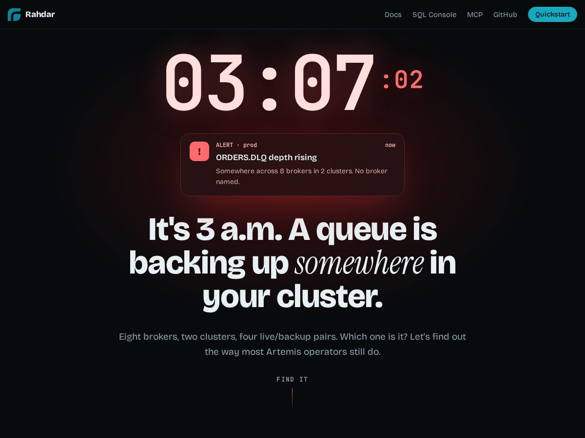 Landing-page snapshot of rahdar.dev