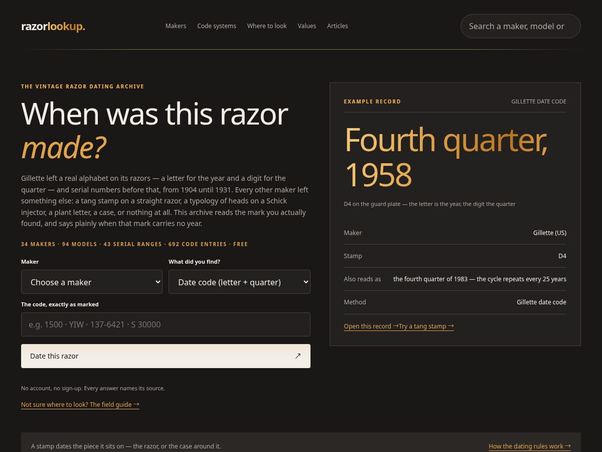 Landing-page snapshot of razorlookup.com