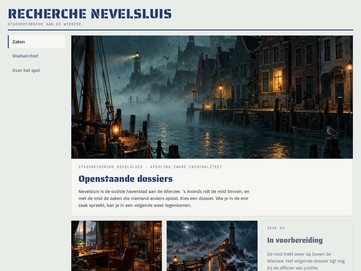 Landing-page snapshot of recherche-nevelsluis.games