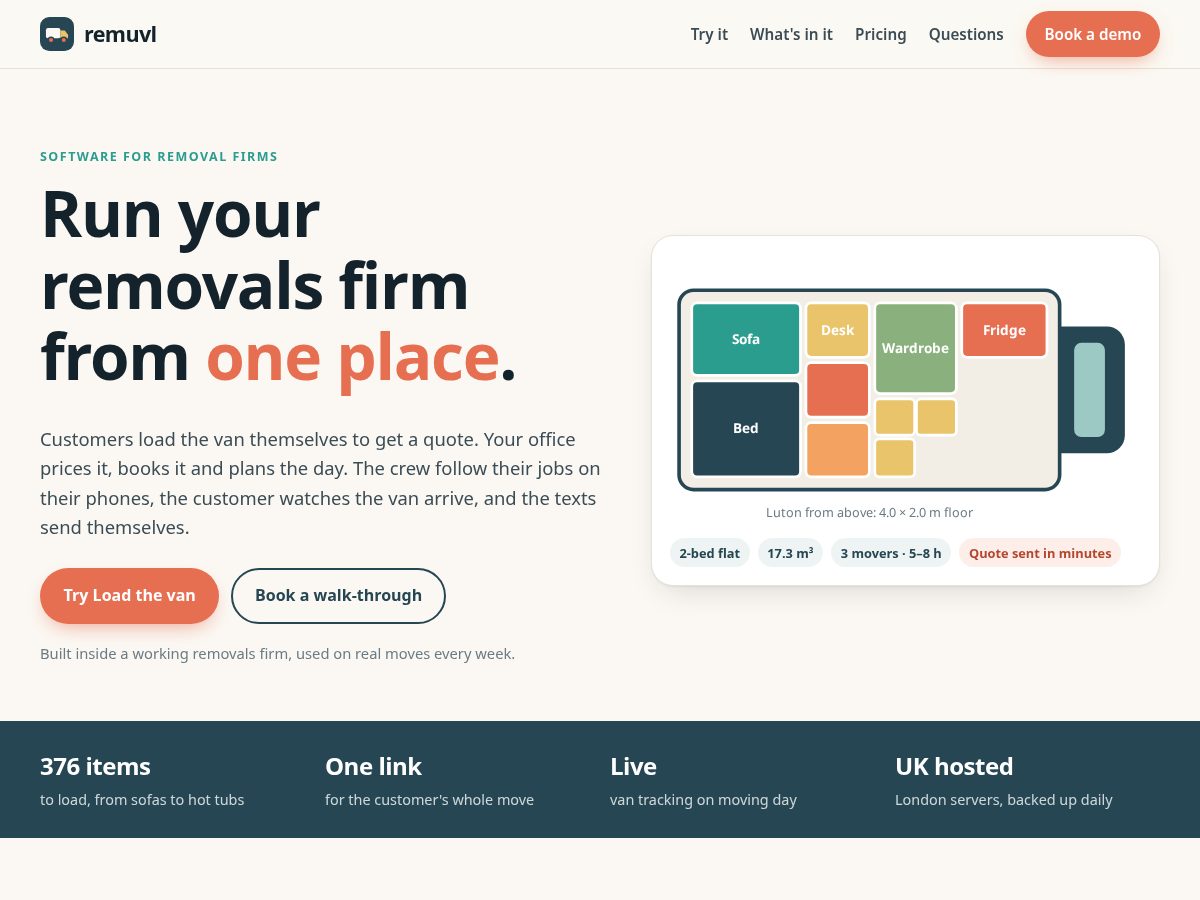 Landing-page snapshot of remuvl.com