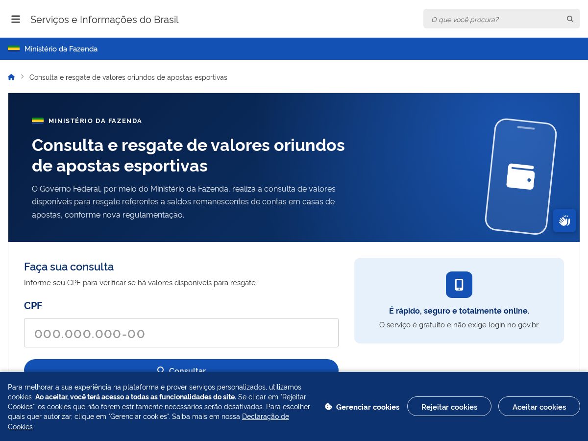 Landing-page snapshot of resgatevaloresapt.com