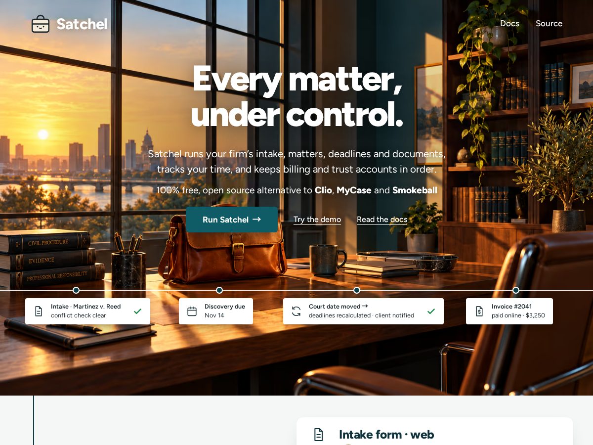 Landing-page snapshot of run-satchel.com