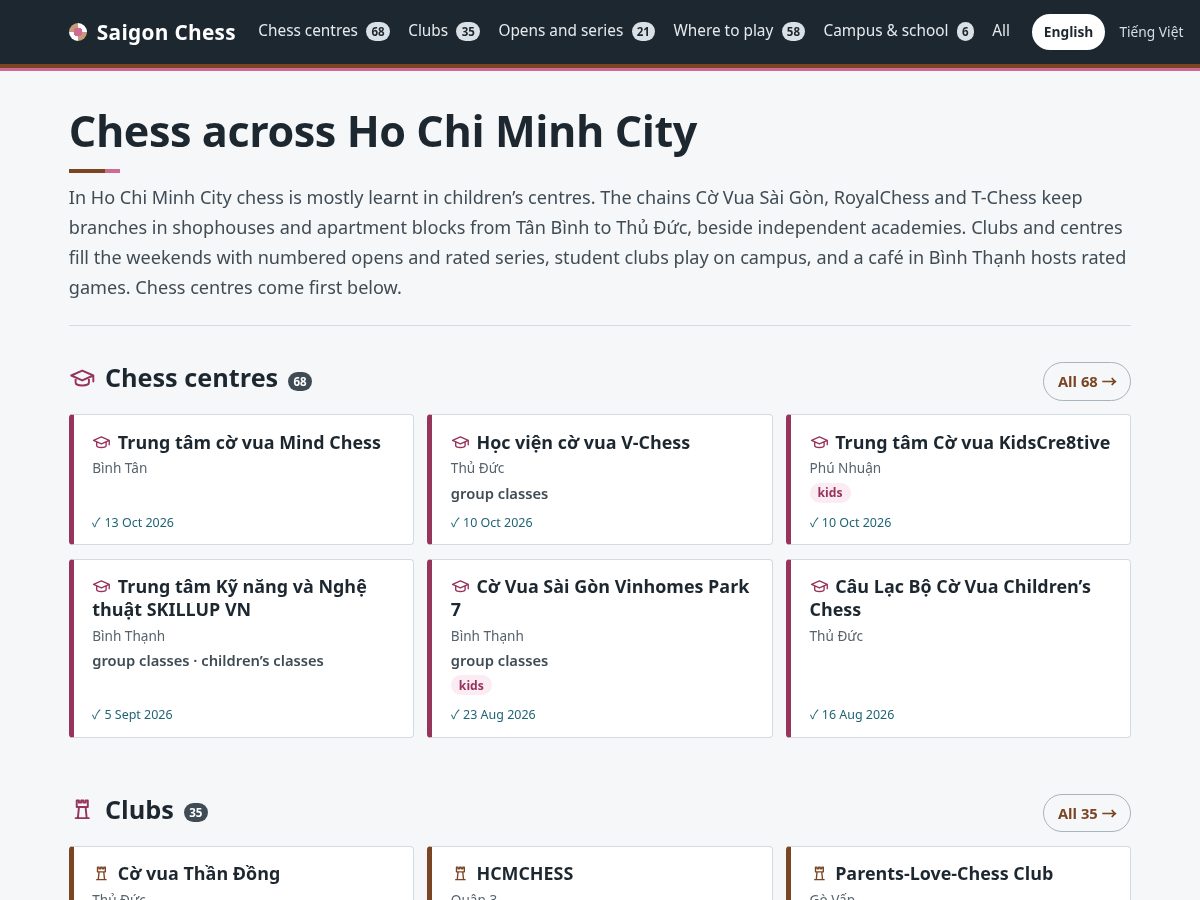 Landing-page snapshot of saigonchess.com