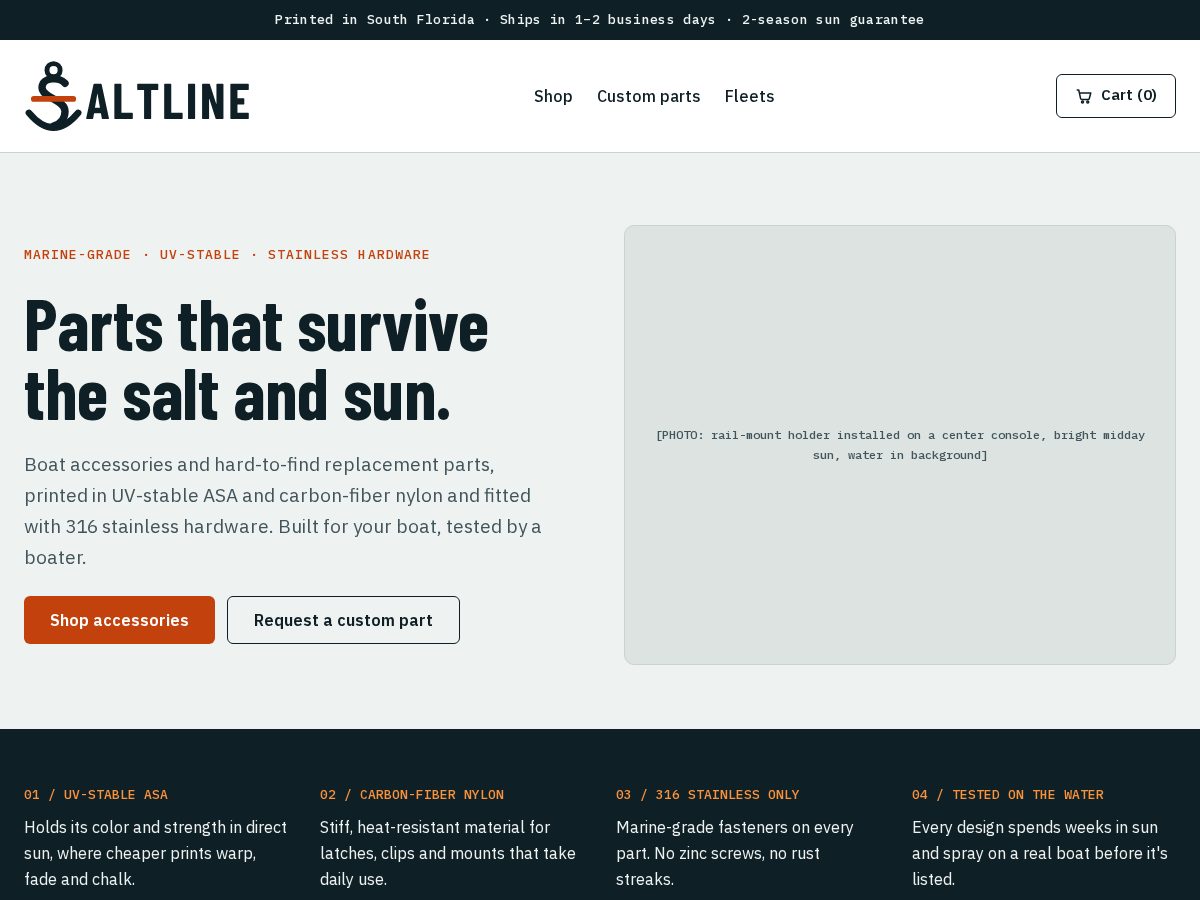 Landing-page snapshot of saltlineworks.com