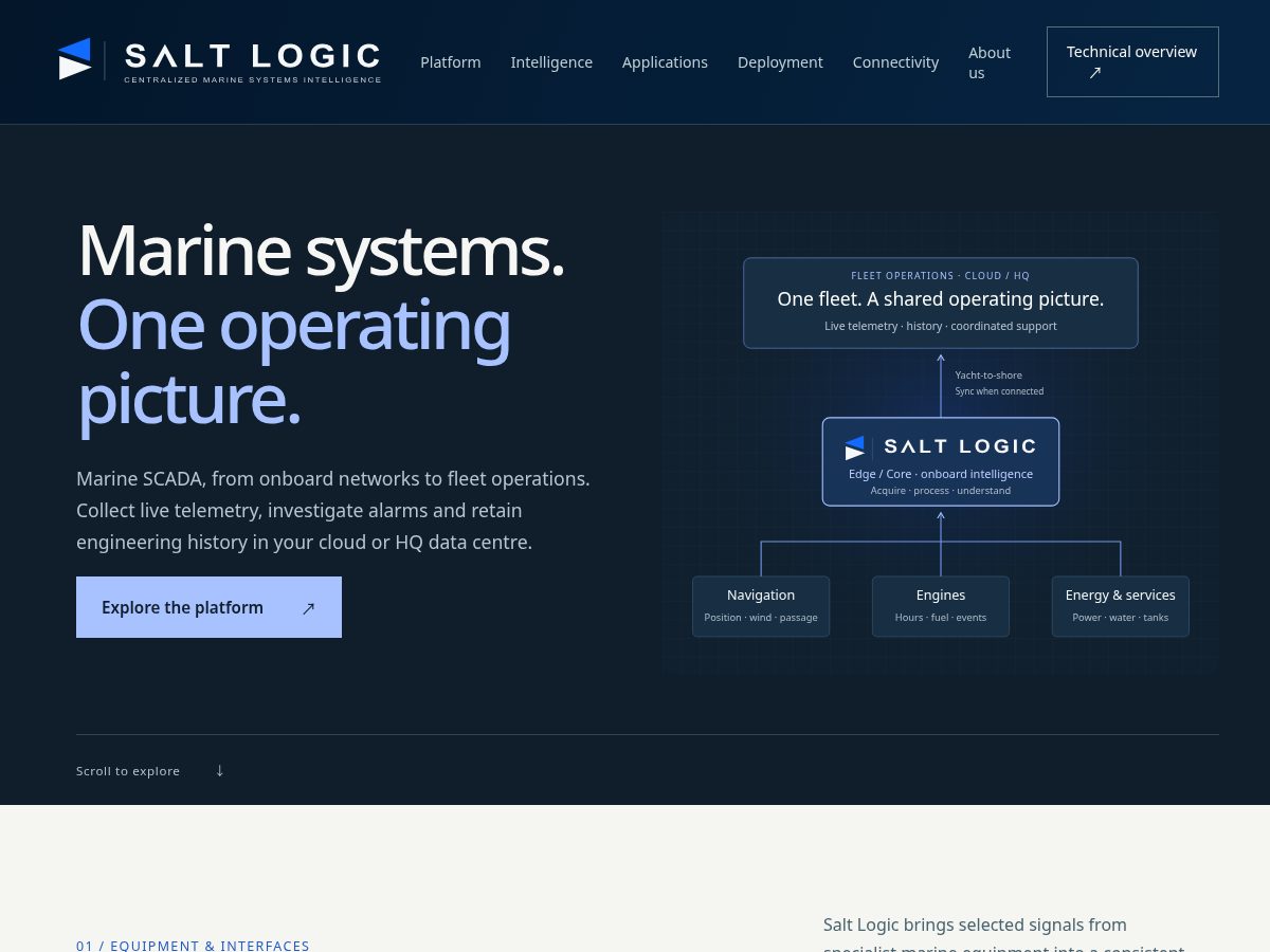Landing-page snapshot of saltlogicmarine.com