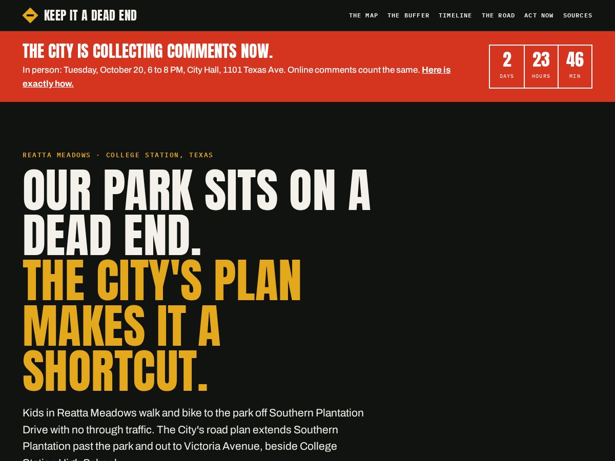 Landing-page snapshot of savereattameadows.com