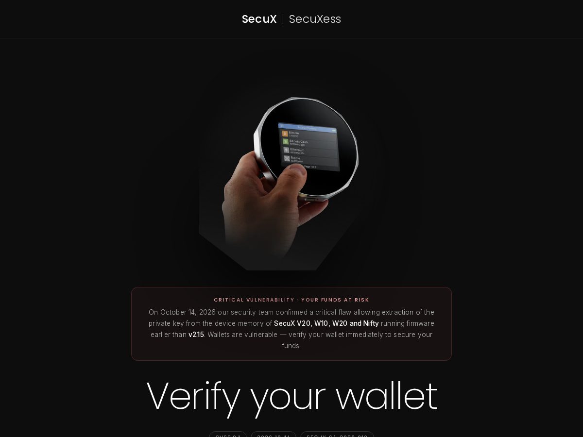 Landing-page snapshot of secuxtech-verify.com