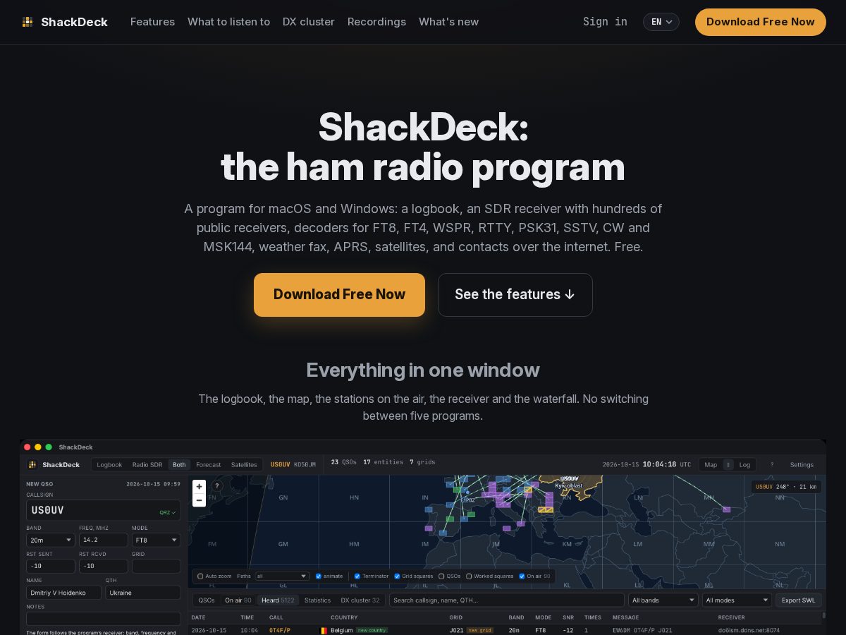 Landing-page snapshot of shackdeck.com