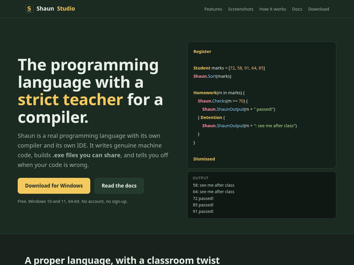 Landing-page snapshot of shaunstudio.site