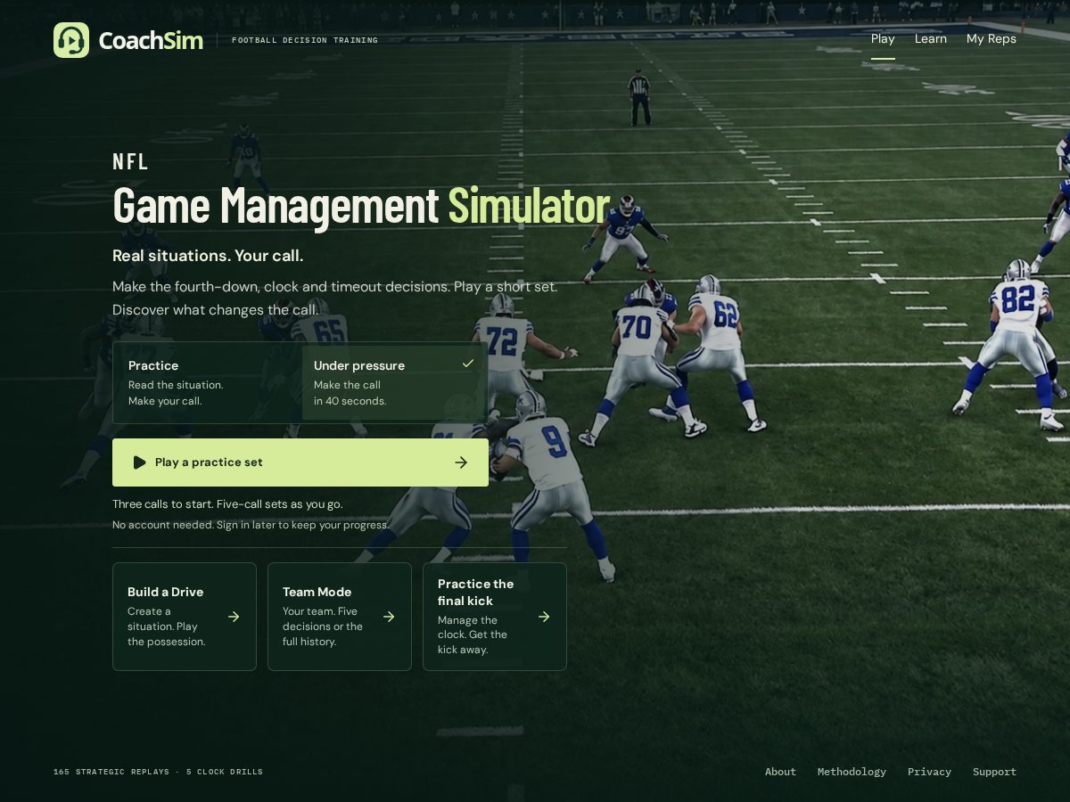 Landing-page snapshot of sidelinelab.app
