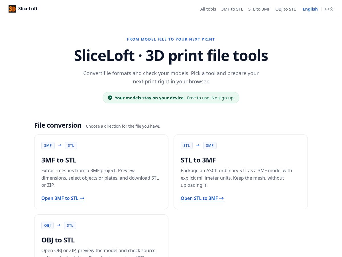 Landing-page snapshot of sliceloft.com
