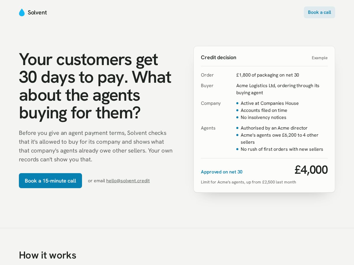 Landing-page snapshot of solvent.systems