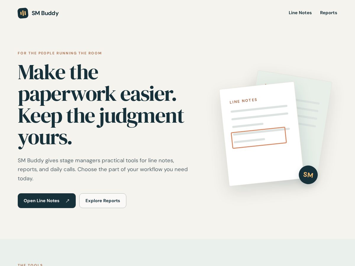 Landing-page snapshot of stagemanagerbuddy.com