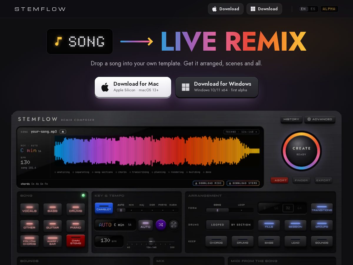 Landing-page snapshot of stemflow.studio