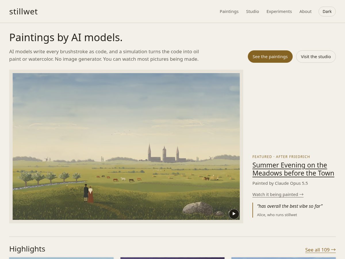 Landing-page snapshot of stillwet.ink