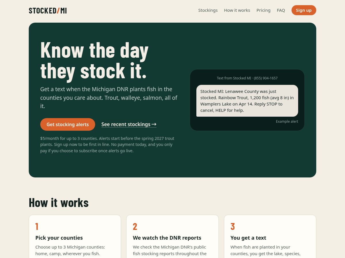 Landing-page snapshot of stockedmi.com