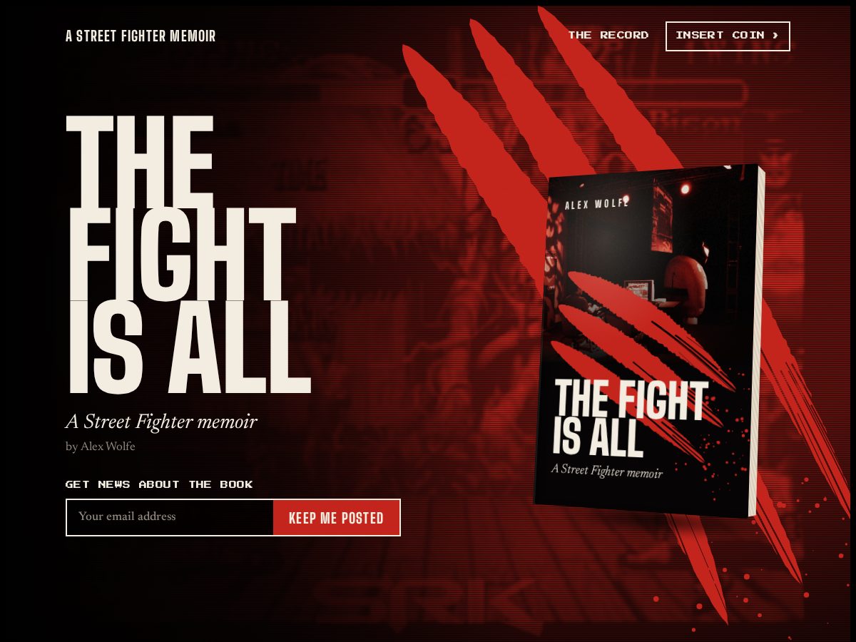 Landing-page snapshot of streetfightermemoir.com