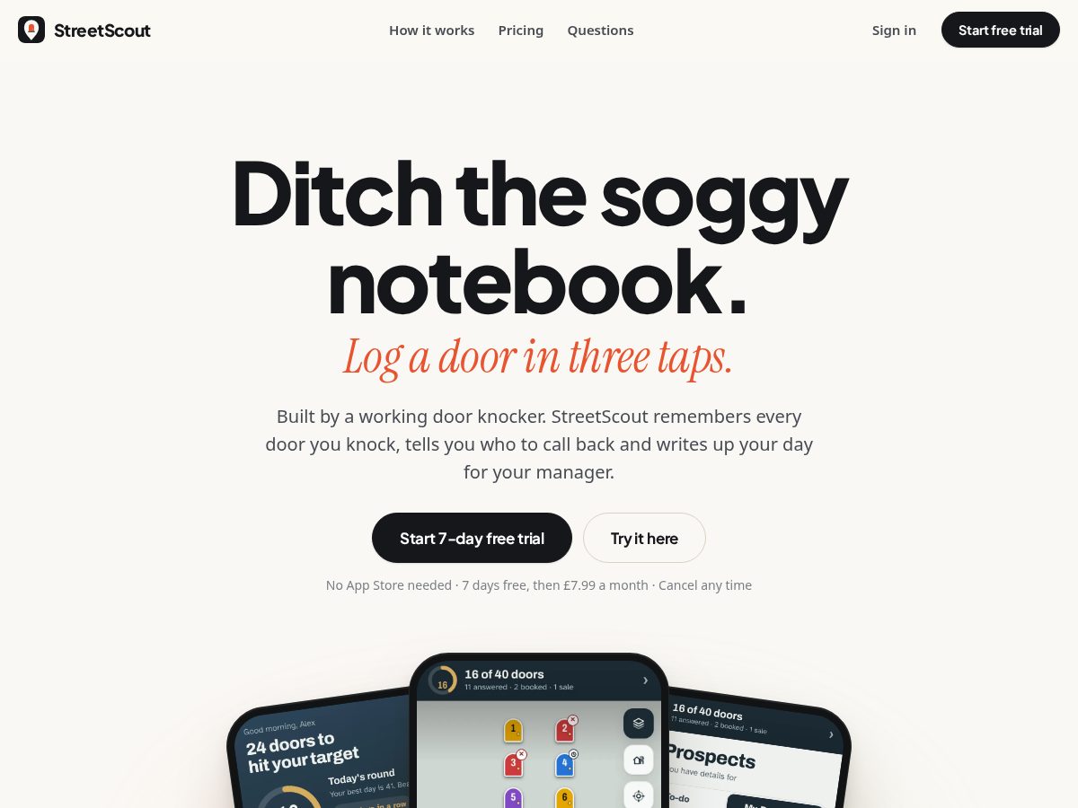 Landing-page snapshot of streetscout.app