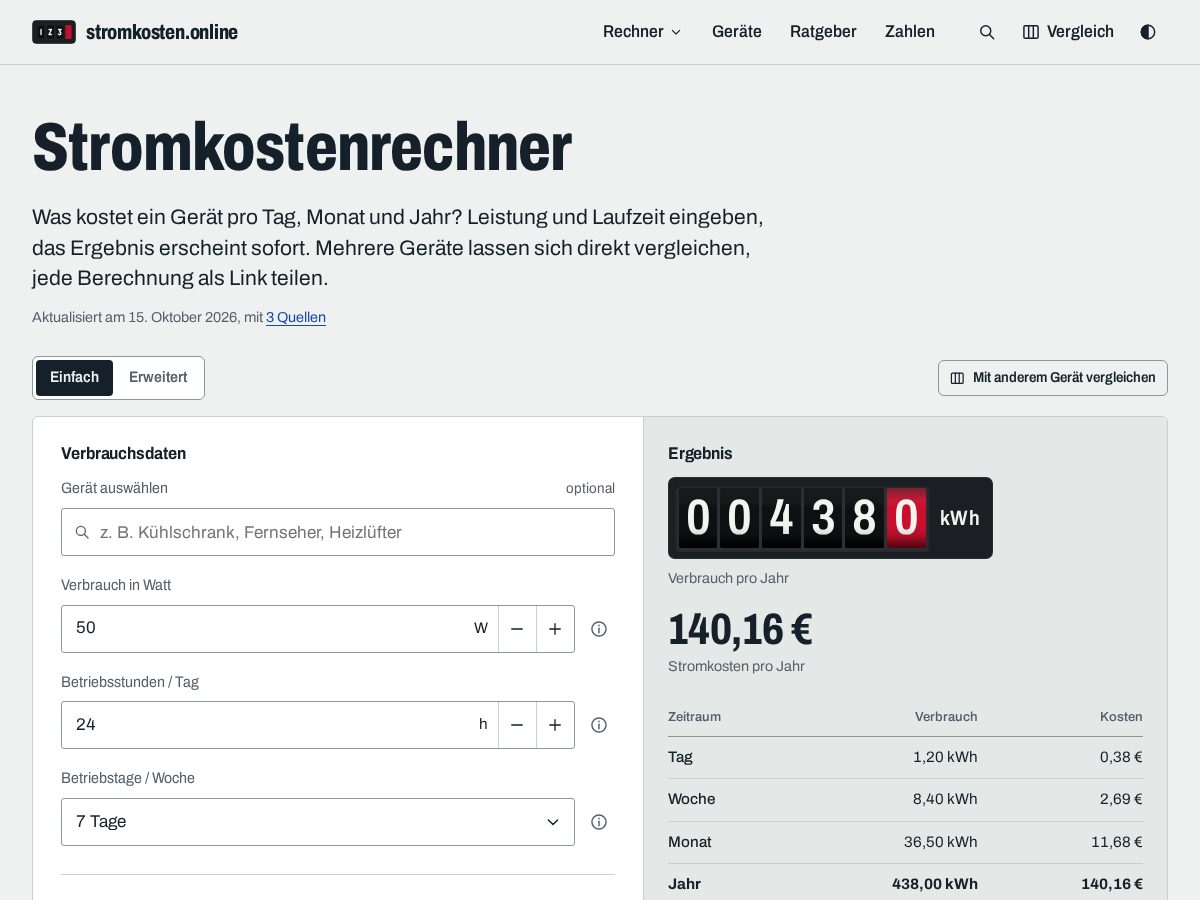 Landing-page snapshot of stromkosten.online