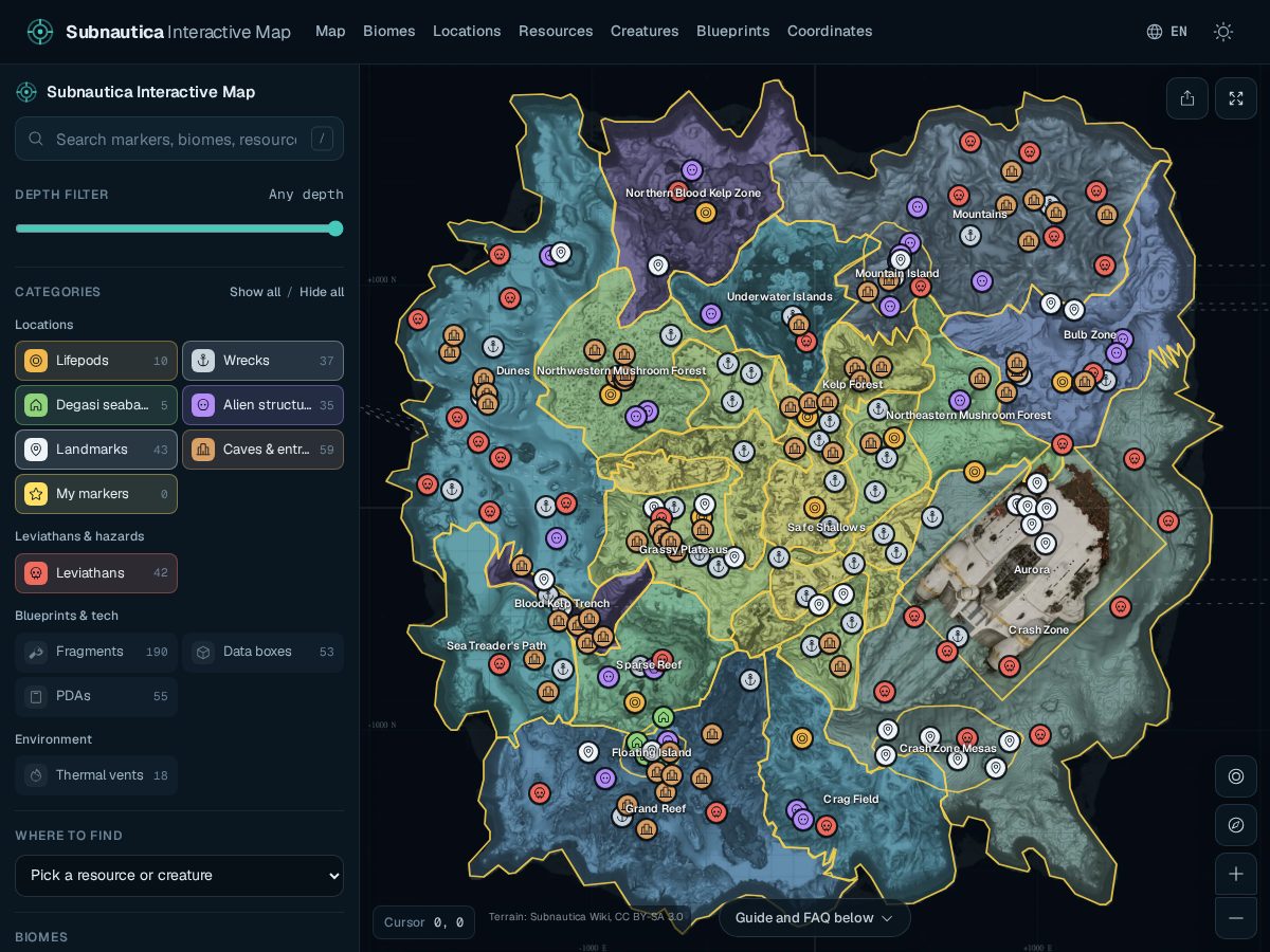 Landing-page snapshot of subnauticainteractivemap.com