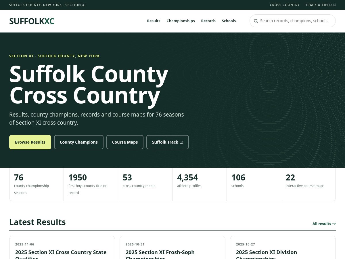 Landing-page snapshot of suffolkxc.com