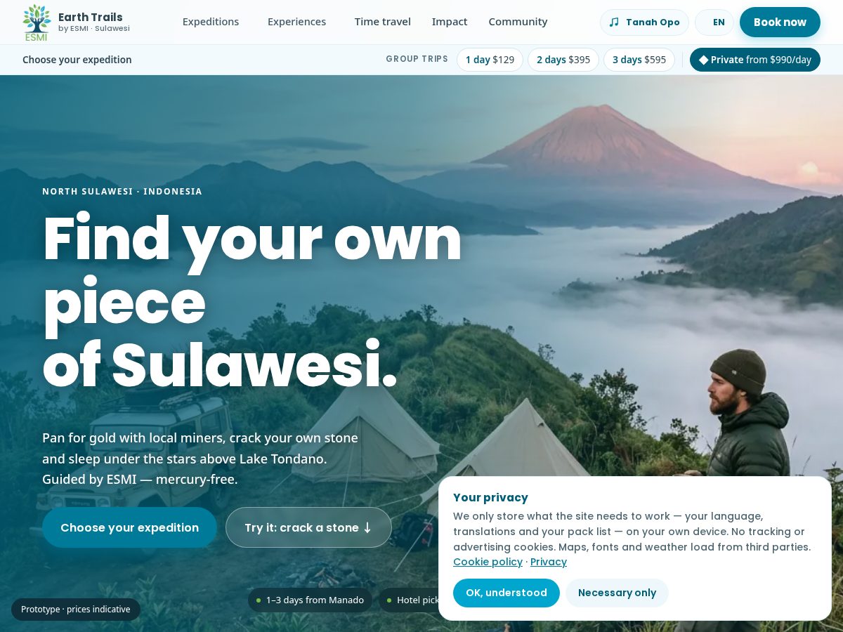 Landing-page snapshot of sulawesi.earth