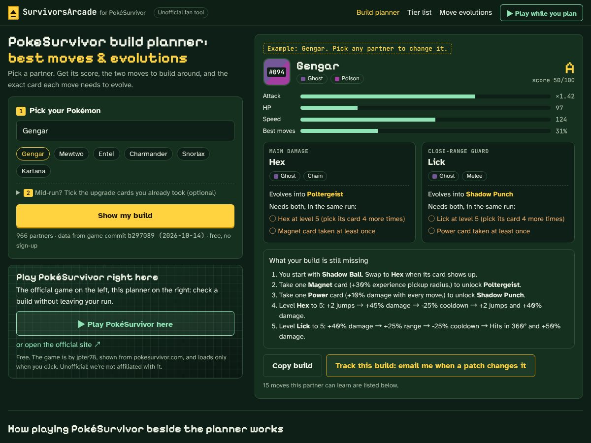 Landing-page snapshot of survivorsarcade.online