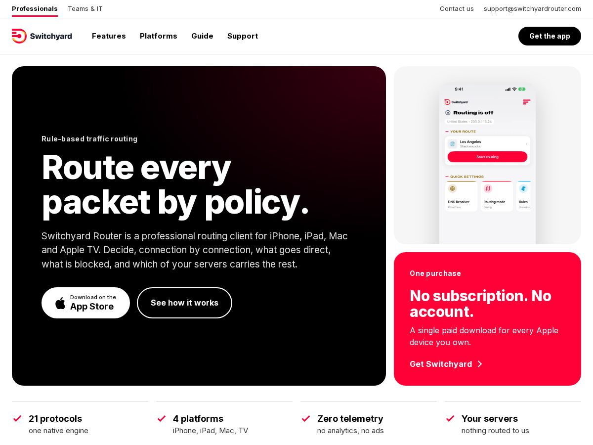 Landing-page snapshot of switchyardrouter.com