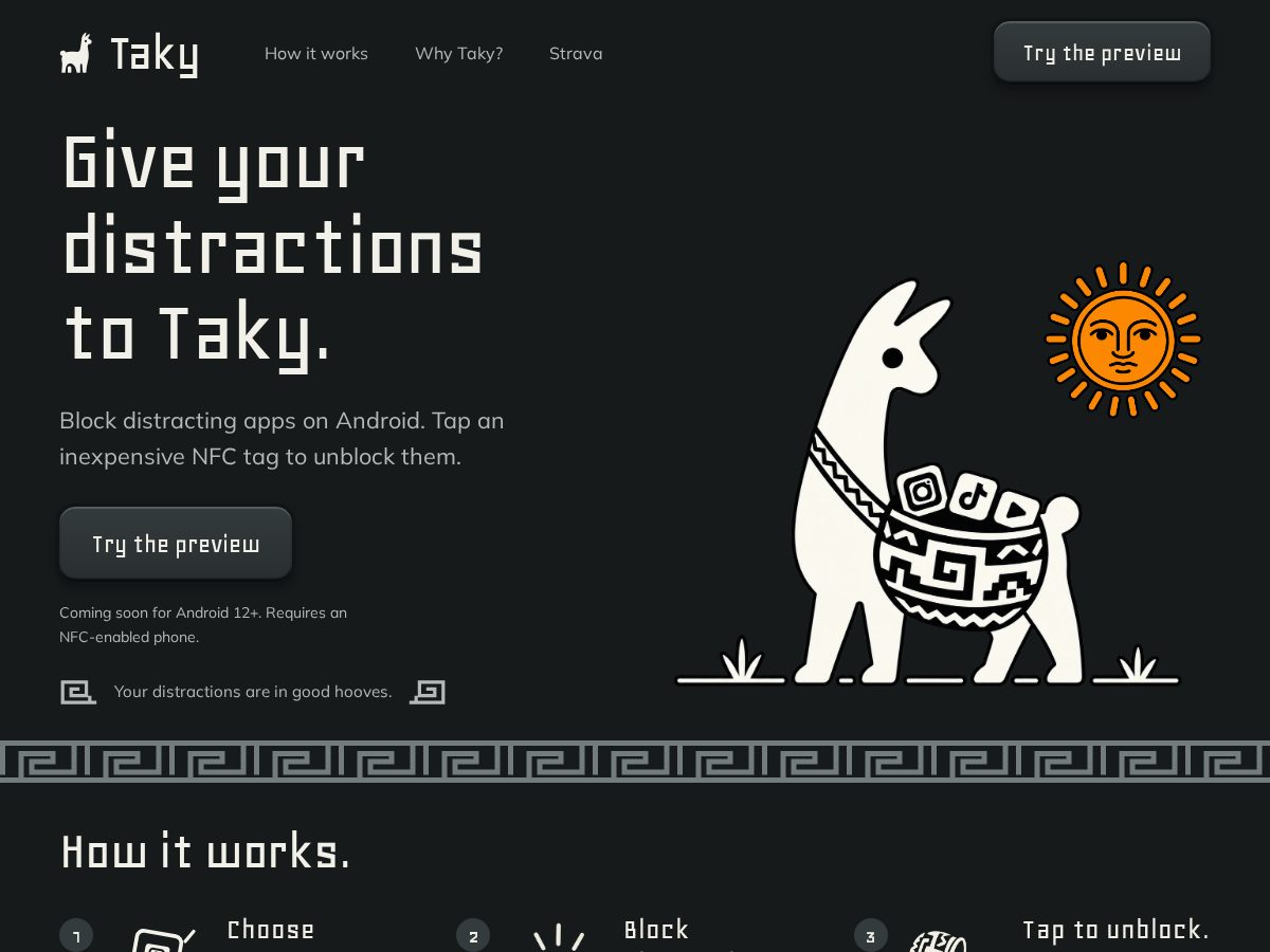 Landing-page snapshot of taky-focus.app