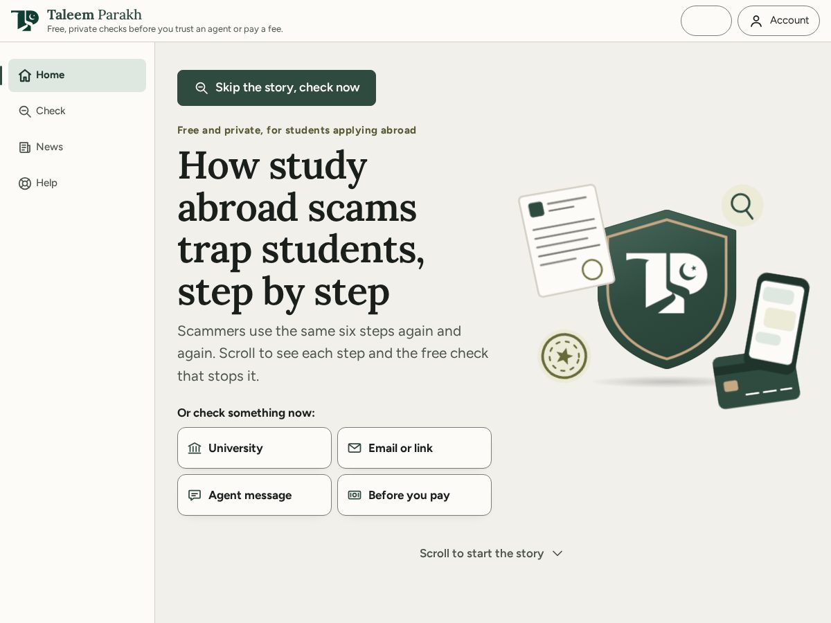 Landing-page snapshot of taleemparakh.org