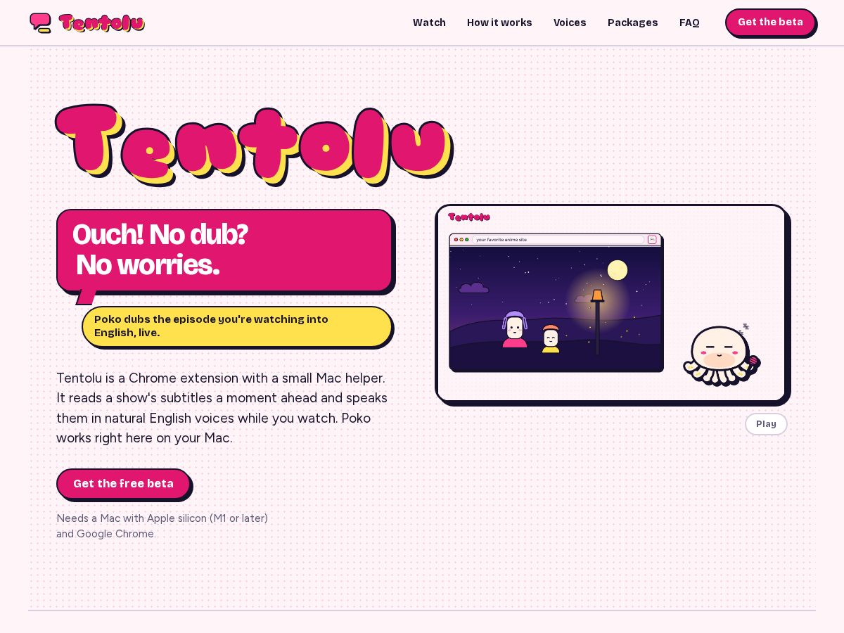 Landing-page snapshot of tentolu.com
