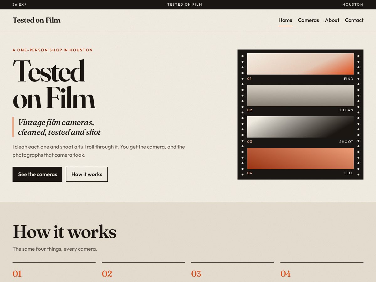 Landing-page snapshot of testedonfilm.com