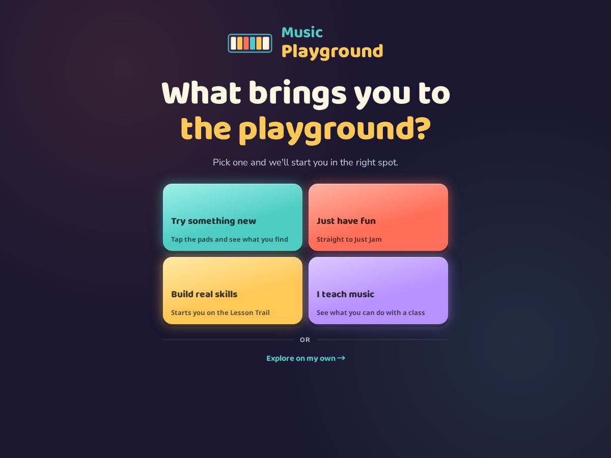 Landing-page snapshot of themusicalplayground.app